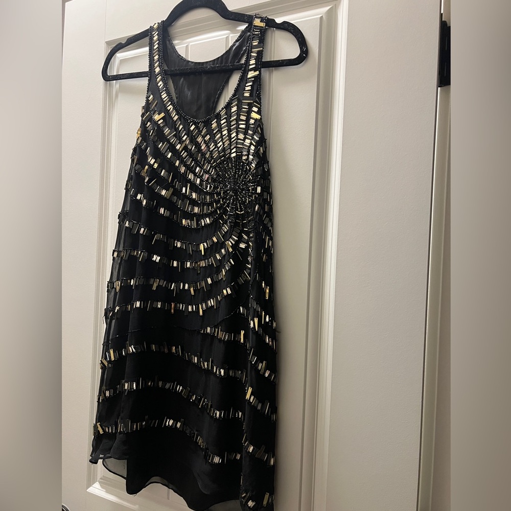 PARKER - Black and Gold Beaded Dress